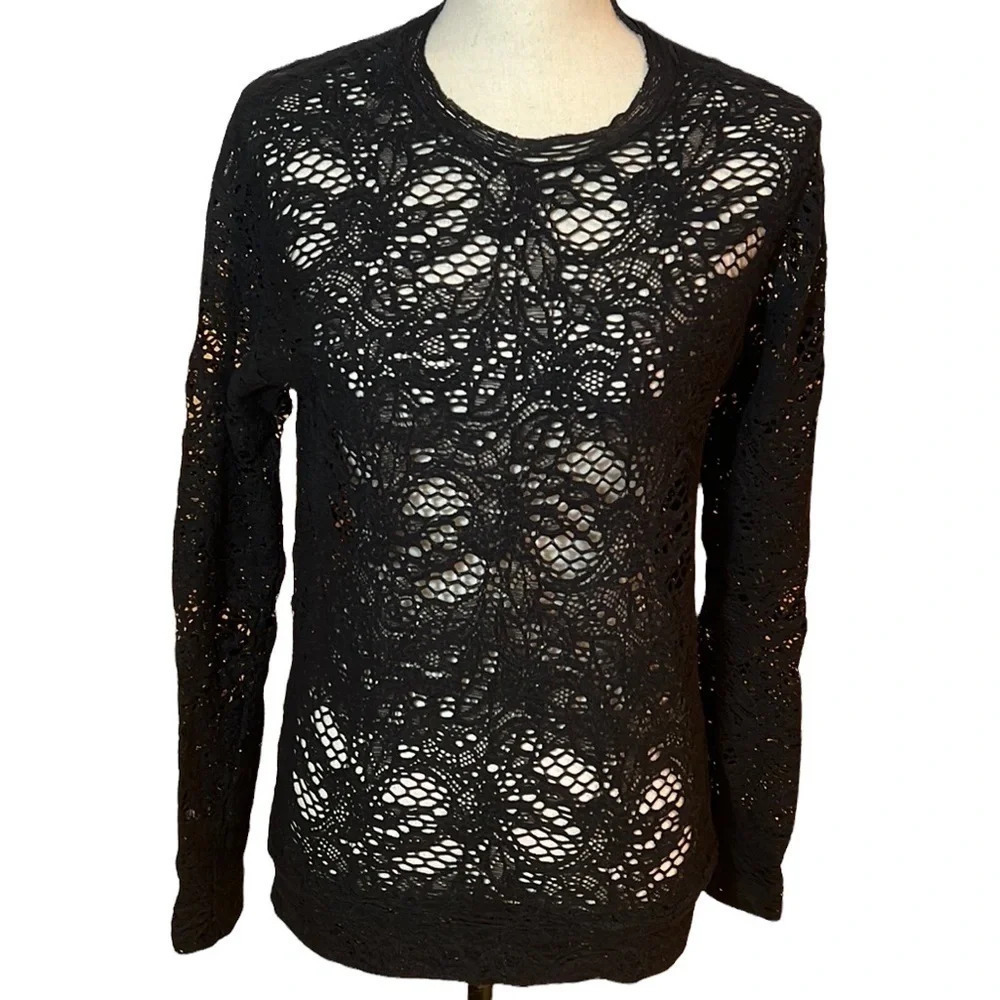 IRO Black Crochet Lacy Pullover Top Sz-36/S